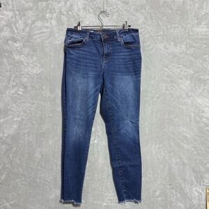 KUT From The Kloth Jeans Women's 6 Blue Skinny Distressed Hem Carlo Ankle Skinny